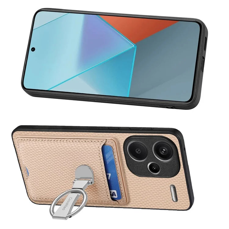 C1-9 for Xiaomi Redmi Note 13 Pro+ 5G Case Anti-Scratch Carbon Fiber Texture Kickstand Phone Cover