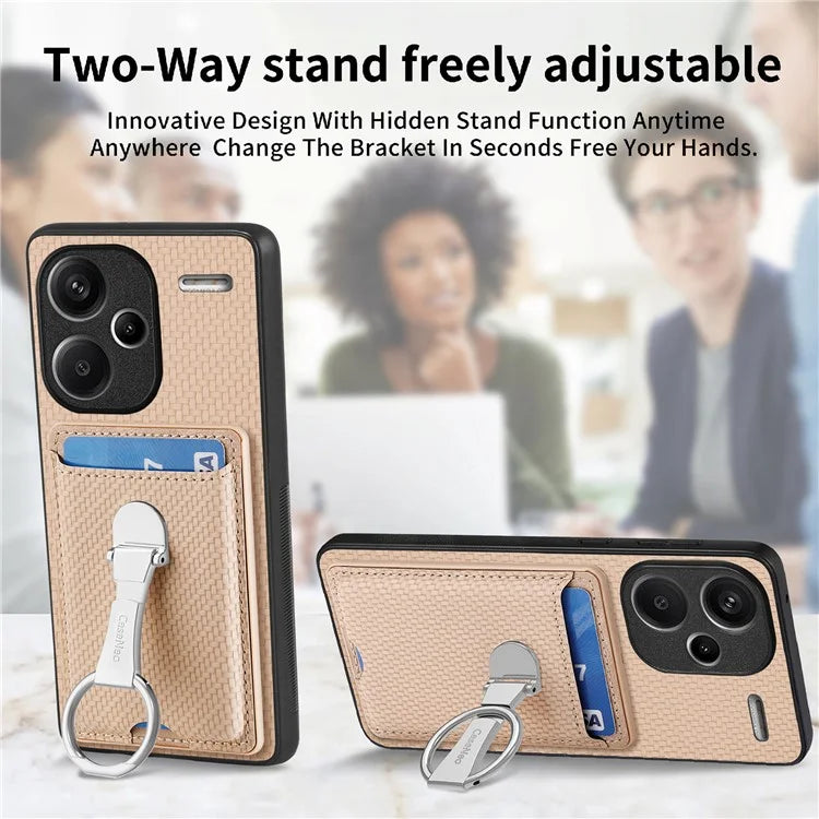 C1-9 for Xiaomi Redmi Note 13 Pro+ 5G Case Anti-Scratch Carbon Fiber Texture Kickstand Phone Cover