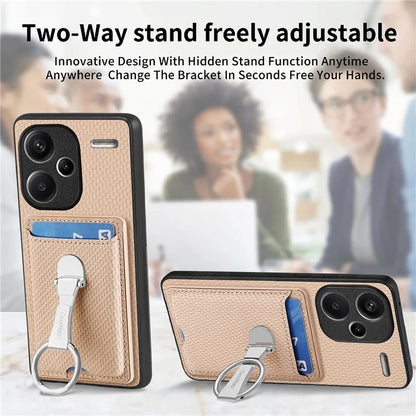 C1-9 for Xiaomi Redmi Note 13 Pro+ 5G Case Anti-Scratch Carbon Fiber Texture Kickstand Phone Cover