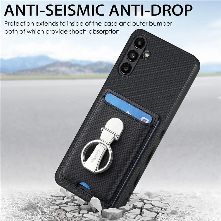 C1-9 for Samsung Galaxy A15 4G / 5G Case Card Slots Ring Holder Kickstand Mobile Phone Cover