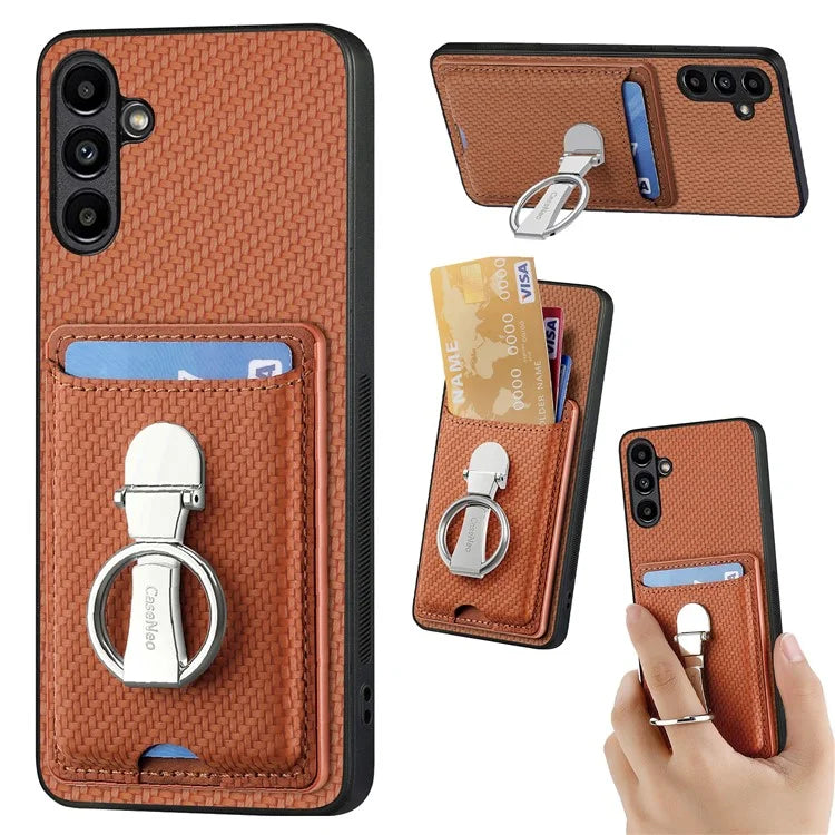 C1-9 for Samsung Galaxy A15 4G / 5G Case Card Slots Ring Holder Kickstand Mobile Phone Cover