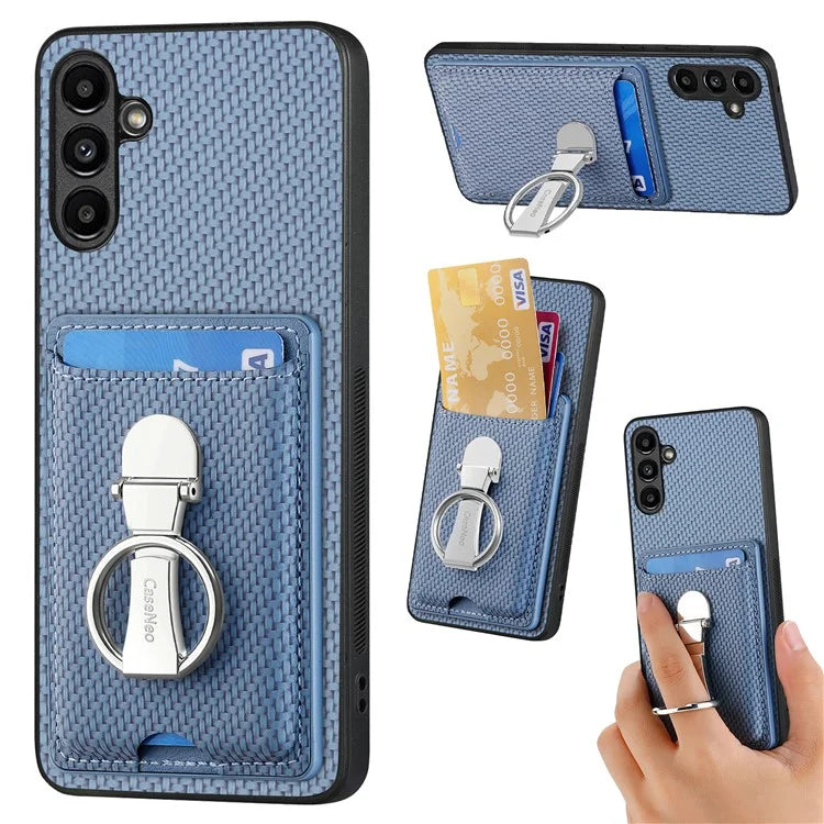 C1-9 for Samsung Galaxy A13 5G / A04s 4G (164.7 x 76.7 x 9.1 mm) Case Leather+TPU+PC Phone Cover Carbon Fiber Texture
