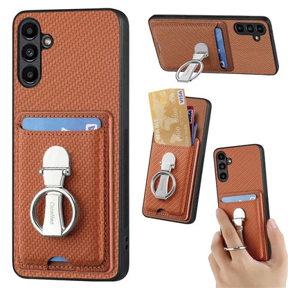 C1-9 for Samsung Galaxy A13 5G / A04s 4G (164.7 x 76.7 x 9.1 mm) Case Leather+TPU+PC Phone Cover Carbon Fiber Texture