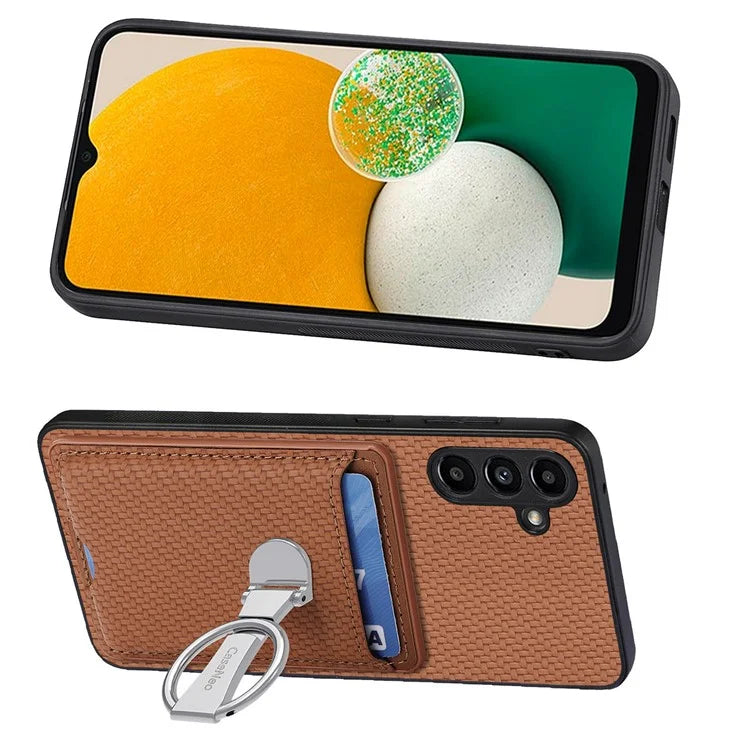C1-9 for Samsung Galaxy A13 5G / A04s 4G (164.7 x 76.7 x 9.1 mm) Case Leather+TPU+PC Phone Cover Carbon Fiber Texture