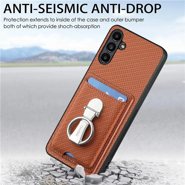C1-9 for Samsung Galaxy A13 5G / A04s 4G (164.7 x 76.7 x 9.1 mm) Case Leather+TPU+PC Phone Cover Carbon Fiber Texture