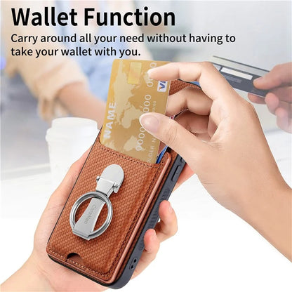 C1-9 for Samsung Galaxy A13 5G / A04s 4G (164.7 x 76.7 x 9.1 mm) Case Leather+TPU+PC Phone Cover Carbon Fiber Texture