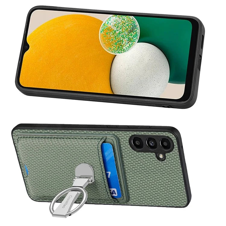 C1-9 for Samsung Galaxy A13 5G / A04s 4G (164.7 x 76.7 x 9.1 mm) Case Leather+TPU+PC Phone Cover Carbon Fiber Texture