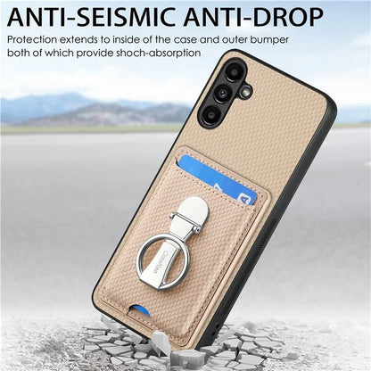C1-9 for Samsung Galaxy A13 5G / A04s 4G (164.7 x 76.7 x 9.1 mm) Case Leather+TPU+PC Phone Cover Carbon Fiber Texture