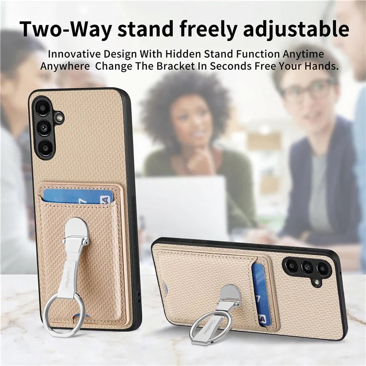 C1-9 for Samsung Galaxy A13 5G / A04s 4G (164.7 x 76.7 x 9.1 mm) Case Leather+TPU+PC Phone Cover Carbon Fiber Texture