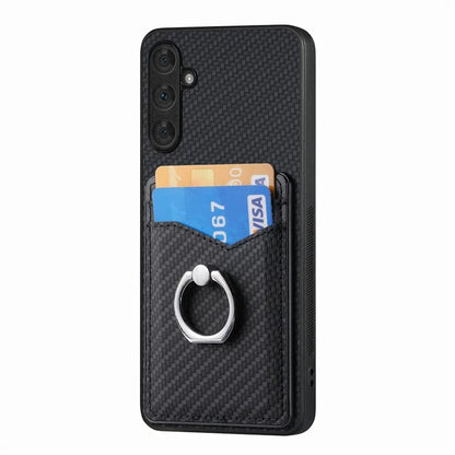 C1-8 for Samsung Galaxy A15 4G / 5G Cover PU Leather+TPU+PC Kickstand Shell Carbon Fiber Texture Design