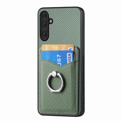 C1-8 for Samsung Galaxy A15 4G / 5G Cover PU Leather+TPU+PC Kickstand Shell Carbon Fiber Texture Design