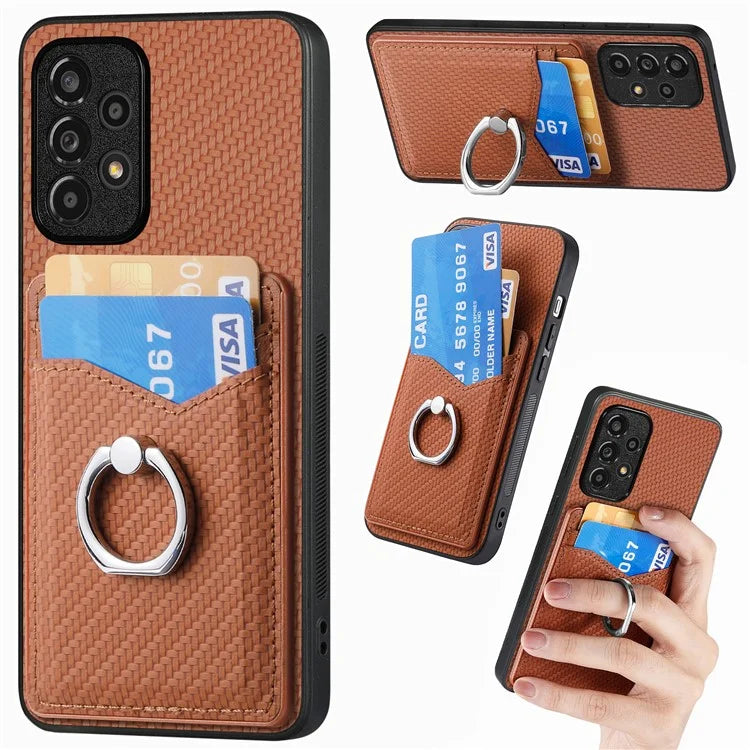 C1-8 For Samsung Galaxy A13 4G Case Kickstand PU Leather+PC+TPU Phone Shell