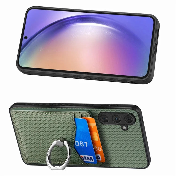C1-8 For Samsung Galaxy A35 5G Case Card Slots Leather+PC+TPU Kickstand Phone Cover