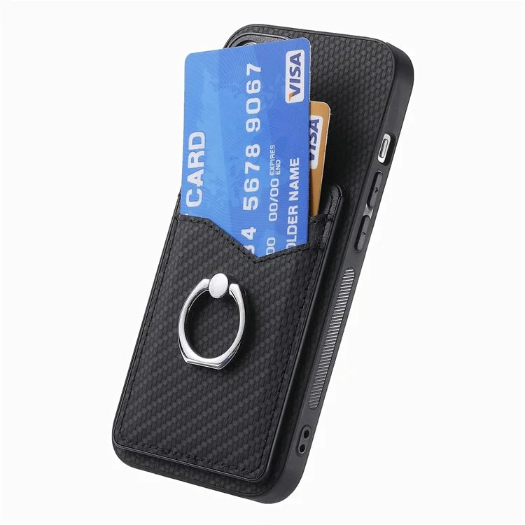 C1-8 For Samsung Galaxy A34 5G Case with Card Holder Ring Kickstand PU Leather Coated PC+TPU Back Cover