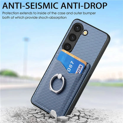 C1-8 for Samsung Galaxy S23 Phone Kickstand Cover Carbon Fiber Texture Leather+TPU+PC Phone Shell