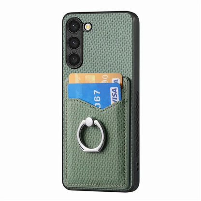C1-8 For Samsung Galaxy S23+ Case Card Slot PU Leather Phone Back Cover Carbon Fiber Texture