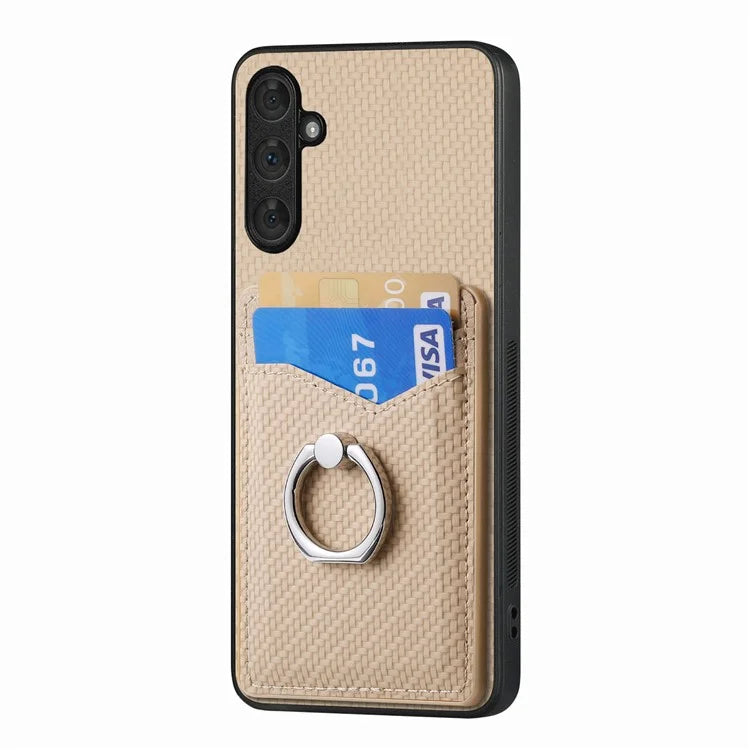 C1-8 For Samsung Galaxy A54 5G Case with Ring Holder Kickstand Leather Carbon Fiber Texture Back Cover