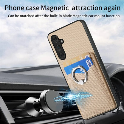 C1-8 For Samsung Galaxy A54 5G Case with Ring Holder Kickstand Leather Carbon Fiber Texture Back Cover