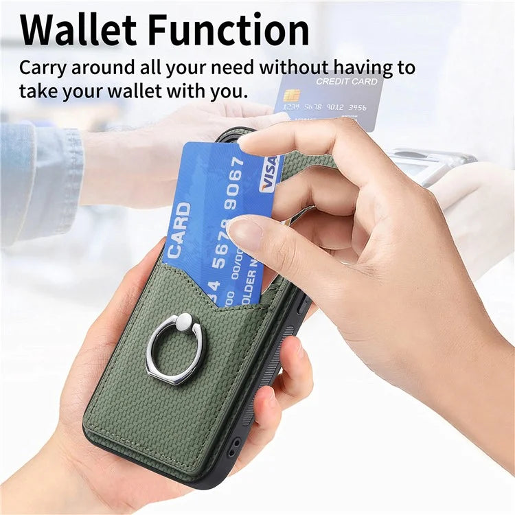 C1-8 For Samsung Galaxy A54 5G Case with Ring Holder Kickstand Leather Carbon Fiber Texture Back Cover