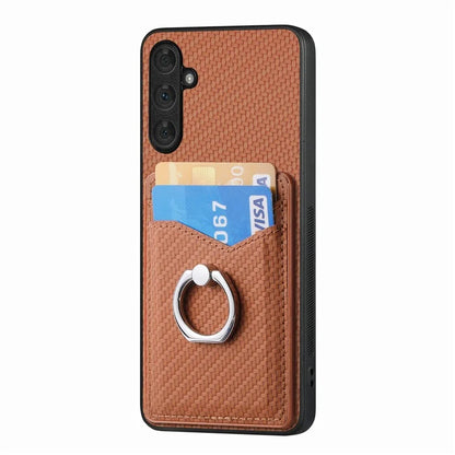 C1-8 For Samsung Galaxy A54 5G Case with Ring Holder Kickstand Leather Carbon Fiber Texture Back Cover