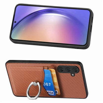 C1-8 For Samsung Galaxy A54 5G Case with Ring Holder Kickstand Leather Carbon Fiber Texture Back Cover