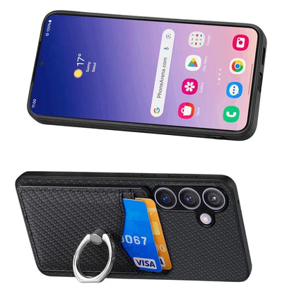 C1-8 For Samsung Galaxy S24 Case PU Leather Coated PC+TPU Anti-Drop Kickstand Phone Cover