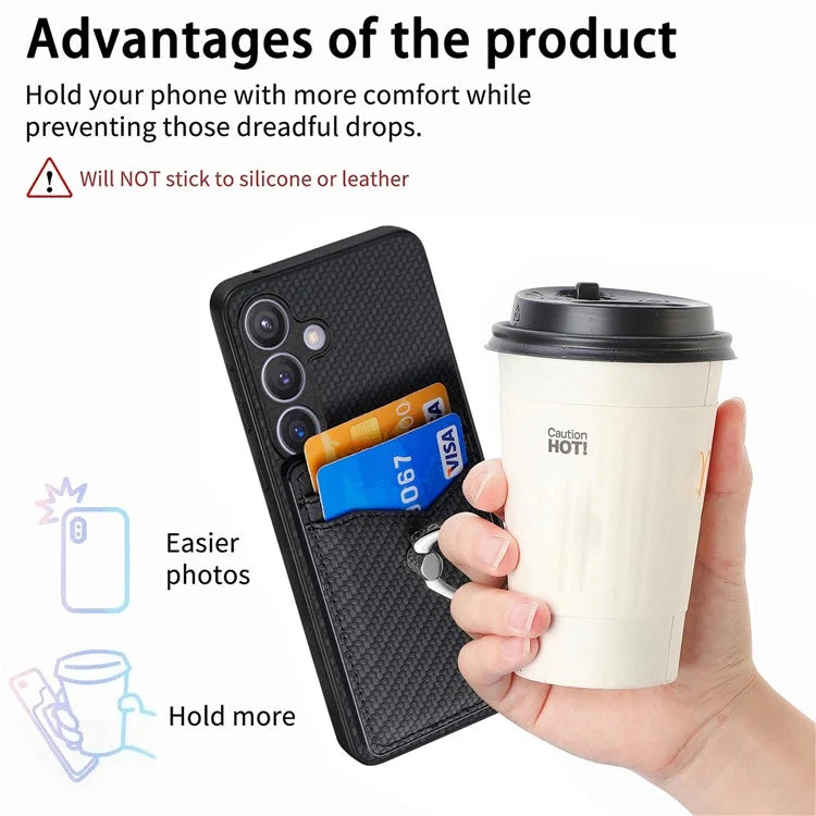C1-8 For Samsung Galaxy S24 Case PU Leather Coated PC+TPU Anti-Drop Kickstand Phone Cover