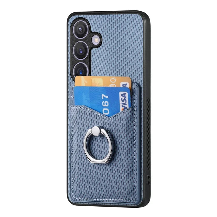 C1-8 For Samsung Galaxy S24 Case PU Leather Coated PC+TPU Anti-Drop Kickstand Phone Cover
