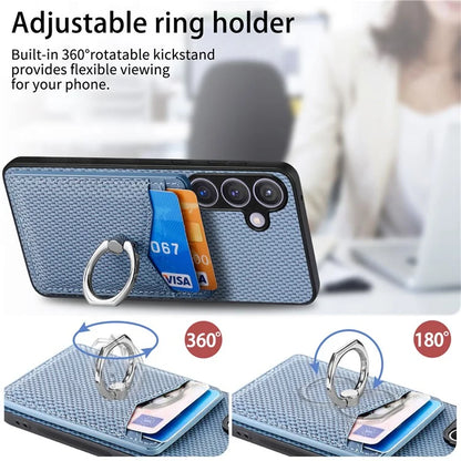 C1-8 For Samsung Galaxy S24 Case PU Leather Coated PC+TPU Anti-Drop Kickstand Phone Cover