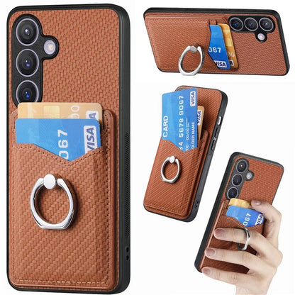 C1-8 For Samsung Galaxy S24 Case PU Leather Coated PC+TPU Anti-Drop Kickstand Phone Cover