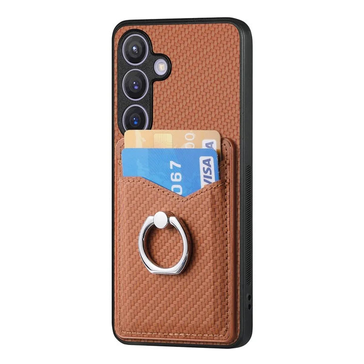 C1-8 For Samsung Galaxy S24 Case PU Leather Coated PC+TPU Anti-Drop Kickstand Phone Cover