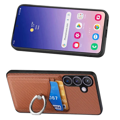 C1-8 For Samsung Galaxy S24 Case PU Leather Coated PC+TPU Anti-Drop Kickstand Phone Cover