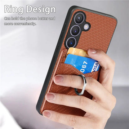 C1-8 For Samsung Galaxy S24 Case PU Leather Coated PC+TPU Anti-Drop Kickstand Phone Cover