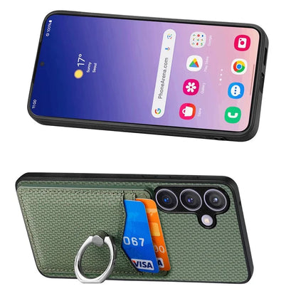 C1-8 For Samsung Galaxy S24 Case PU Leather Coated PC+TPU Anti-Drop Kickstand Phone Cover