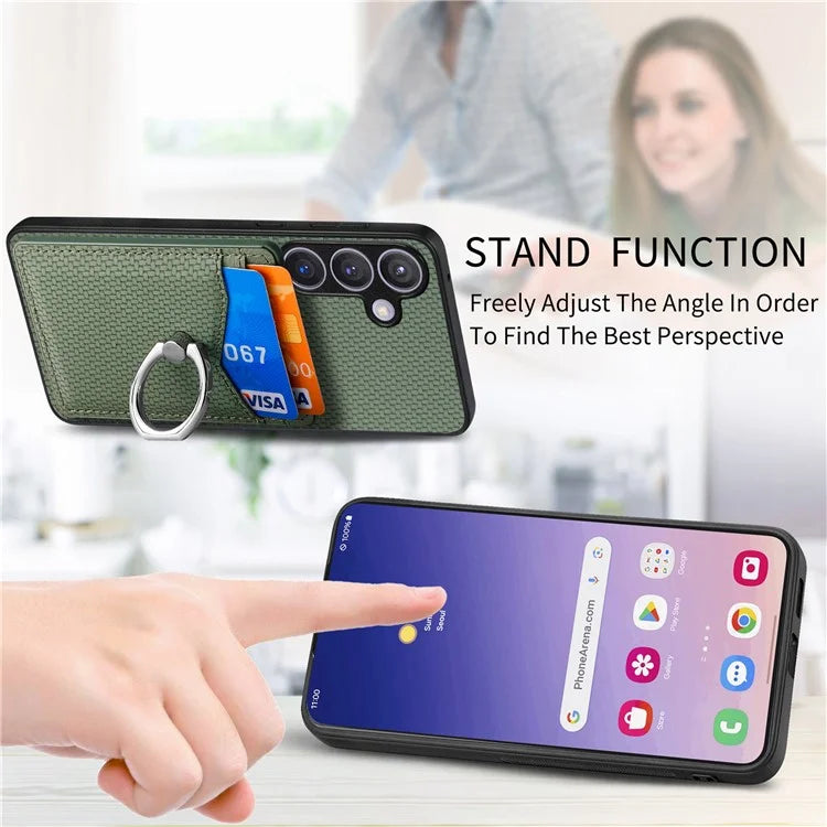 C1-8 For Samsung Galaxy S24 Case PU Leather Coated PC+TPU Anti-Drop Kickstand Phone Cover