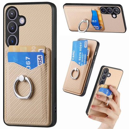 C1-8 For Samsung Galaxy S24 Case PU Leather Coated PC+TPU Anti-Drop Kickstand Phone Cover