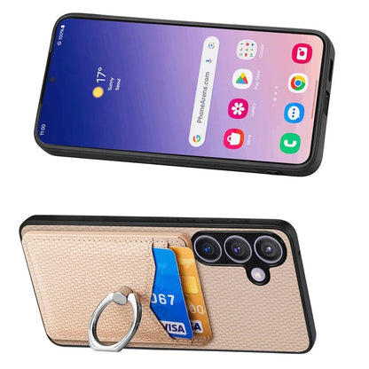 C1-8 For Samsung Galaxy S24 Case PU Leather Coated PC+TPU Anti-Drop Kickstand Phone Cover