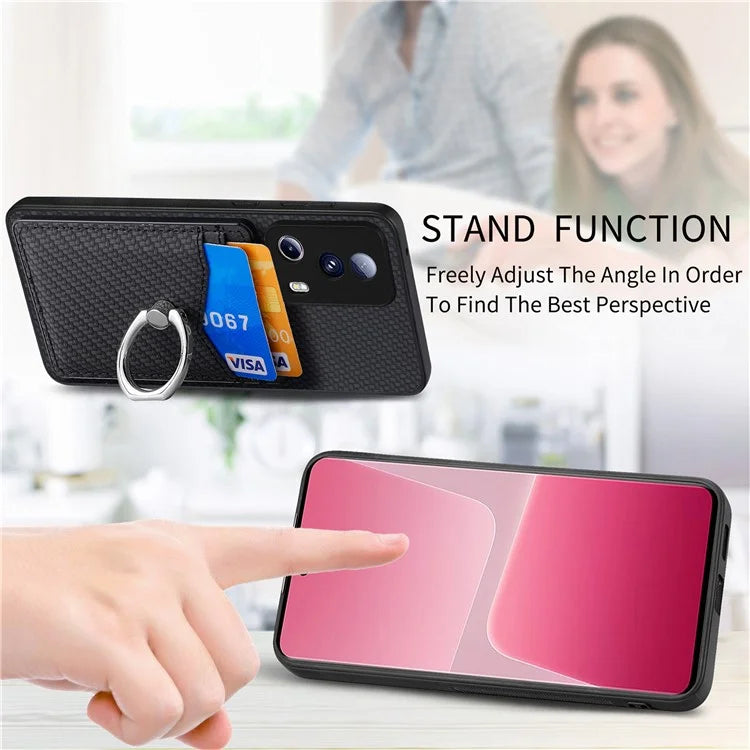 C1-8 For Xiaomi 13 Lite / Civi 2 5G Case Carbon Fiber Texture PU Leather+PC+TPU Phone Cover