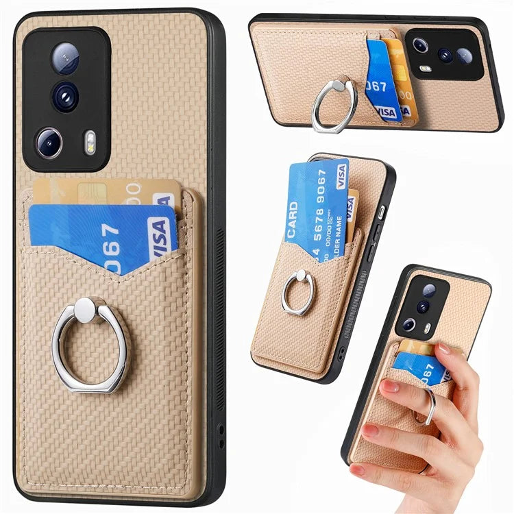C1-8 For Xiaomi 13 Lite / Civi 2 5G Case Carbon Fiber Texture PU Leather+PC+TPU Phone Cover
