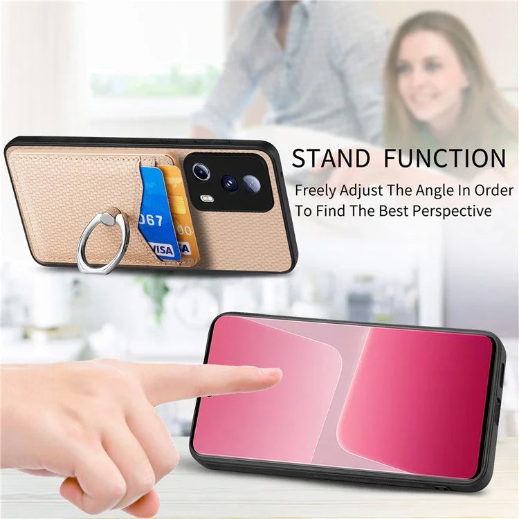 C1-8 For Xiaomi 13 Lite / Civi 2 5G Case Carbon Fiber Texture PU Leather+PC+TPU Phone Cover