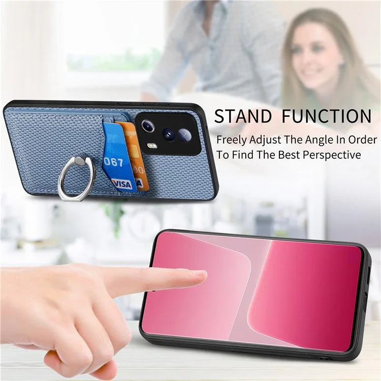 C1-8 For Xiaomi 13 Lite / Civi 2 5G Case Carbon Fiber Texture PU Leather+PC+TPU Phone Cover