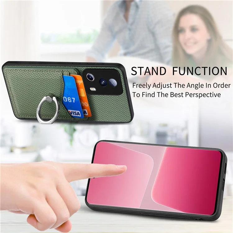C1-8 For Xiaomi 13 Lite / Civi 2 5G Case Carbon Fiber Texture PU Leather+PC+TPU Phone Cover