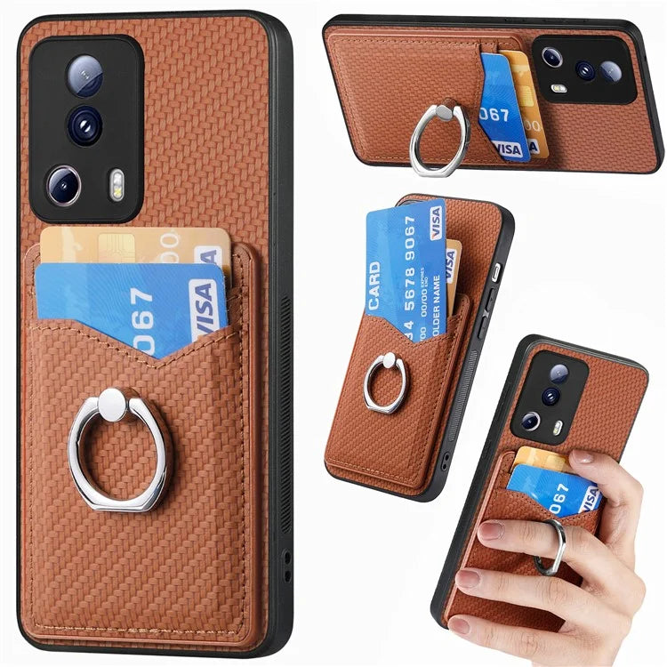 C1-8 For Xiaomi 13 Lite / Civi 2 5G Case Carbon Fiber Texture PU Leather+PC+TPU Phone Cover