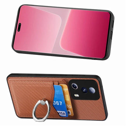 C1-8 For Xiaomi 13 Lite / Civi 2 5G Case Carbon Fiber Texture PU Leather+PC+TPU Phone Cover