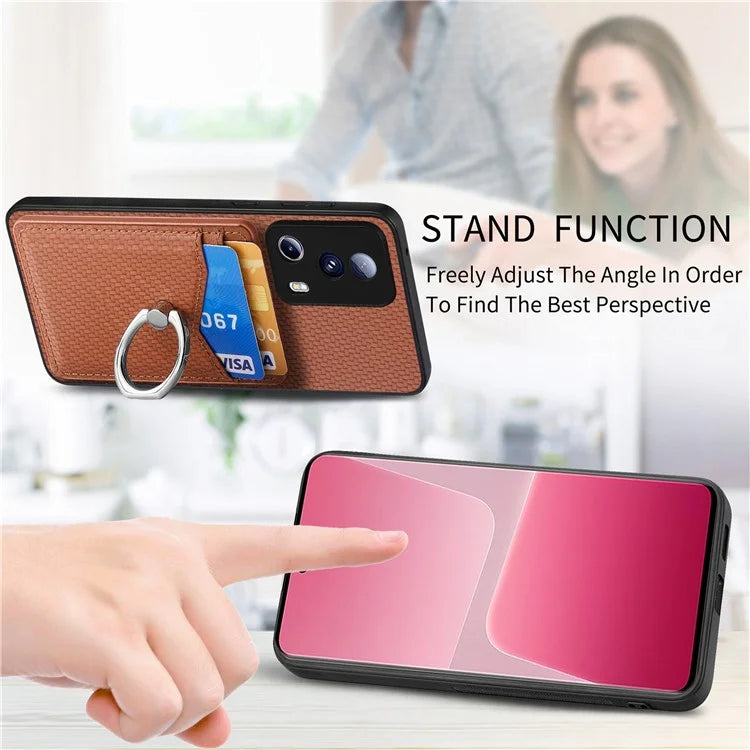 C1-8 For Xiaomi 13 Lite / Civi 2 5G Case Carbon Fiber Texture PU Leather+PC+TPU Phone Cover