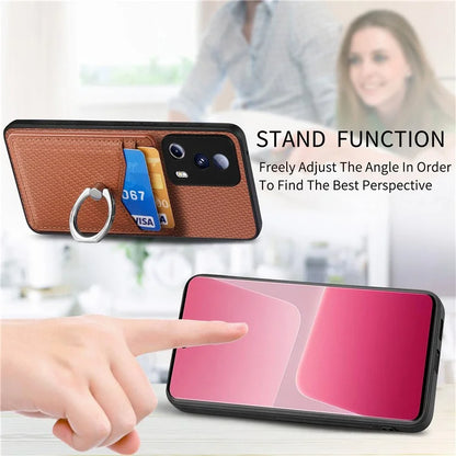 C1-8 For Xiaomi 13 Lite / Civi 2 5G Case Carbon Fiber Texture PU Leather+PC+TPU Phone Cover
