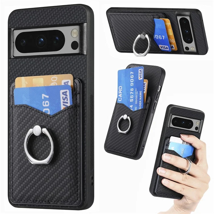 C1-8 For Google Pixel 8 Pro Kickstand Case Leather Coated PC+TPU Phone Cover Wholesale