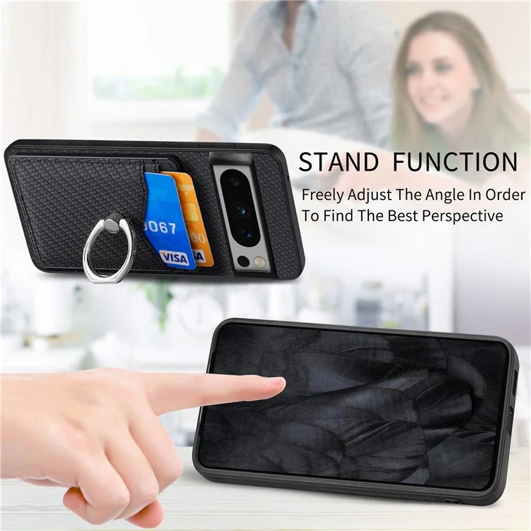 C1-8 For Google Pixel 8 Pro Kickstand Case Leather Coated PC+TPU Phone Cover Wholesale