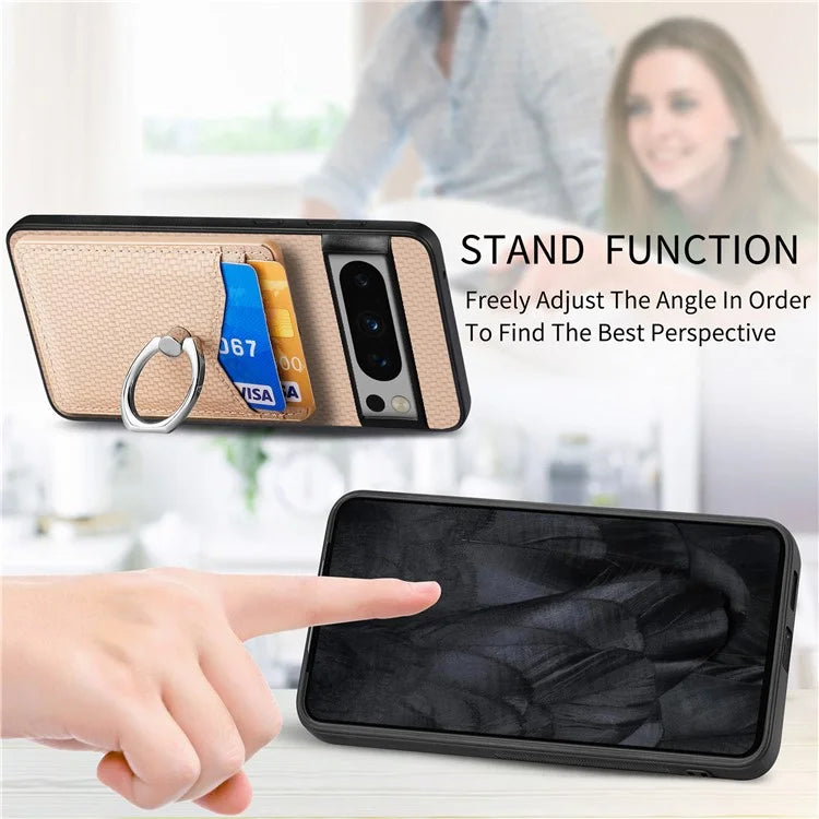 C1-8 For Google Pixel 8 Pro Kickstand Case Leather Coated PC+TPU Phone Cover Wholesale