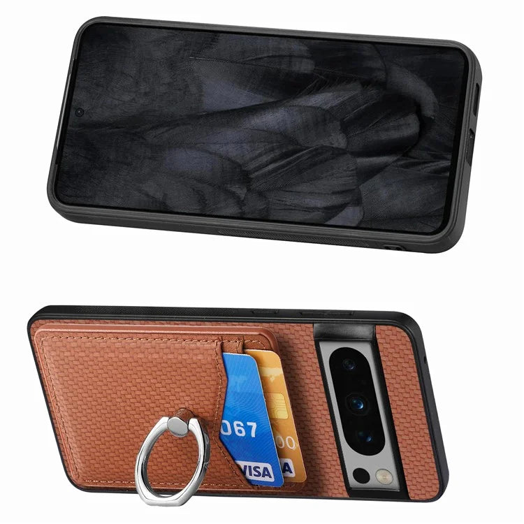 C1-8 For Google Pixel 8 Pro Kickstand Case Leather Coated PC+TPU Phone Cover Wholesale